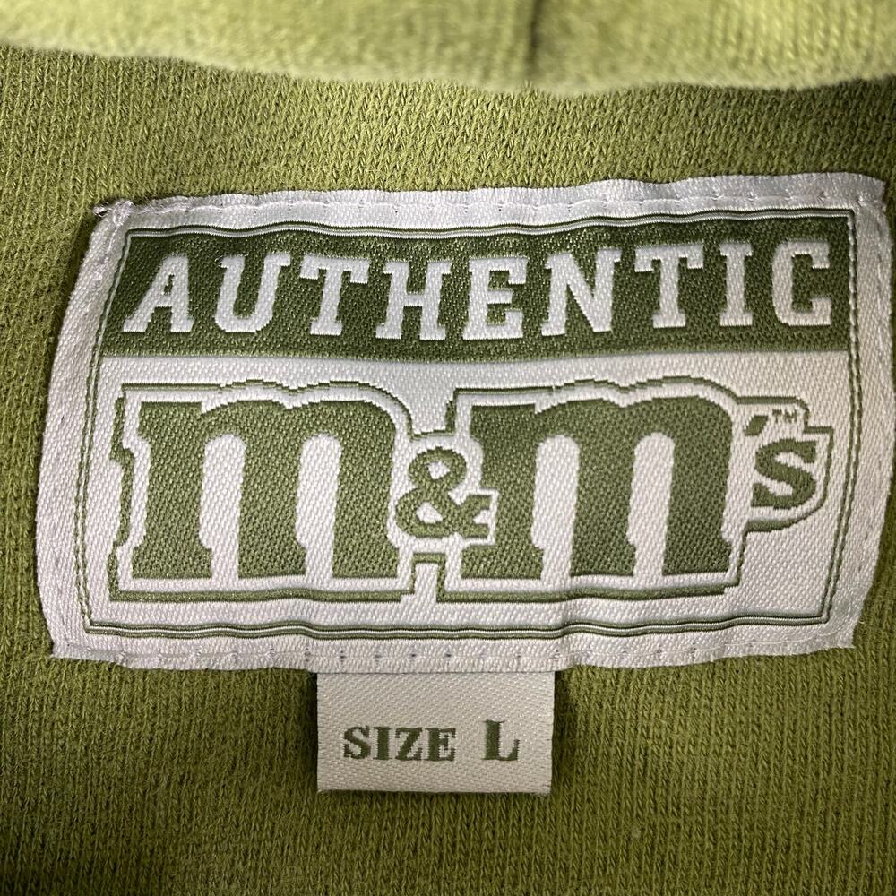 M&M’s Green Logo Hoodie Mens L Graphic Sweatshirt Fleece Pullover Unisex Y2K - Picture 5 of 13